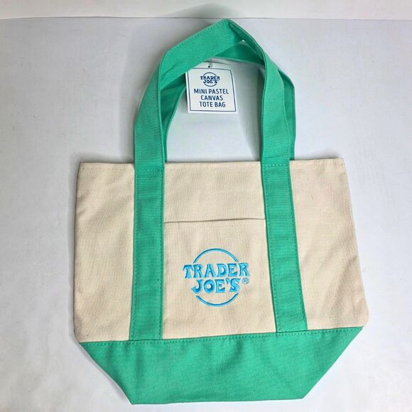 Trader Joes Pastel Canvas Mini Tote Bags Easter Spring - Lot of 4 - NEW - Picture 2 of 5